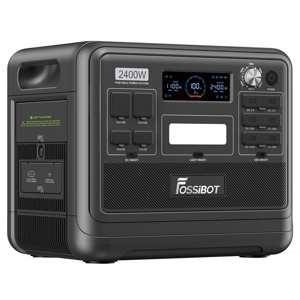 Station d'Énergie Portable FOSSiBOT F2400 2400W, 2048Wh LiFePO4, 16 Sorties - Noir - 2