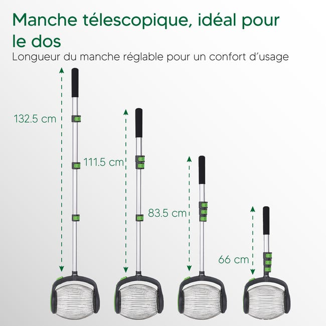 Ramasse-noix Télescopique En Acier Inoxydable - Longueur Réglable 46-150 Cm, Pour Noix, Châtaignes, Glands