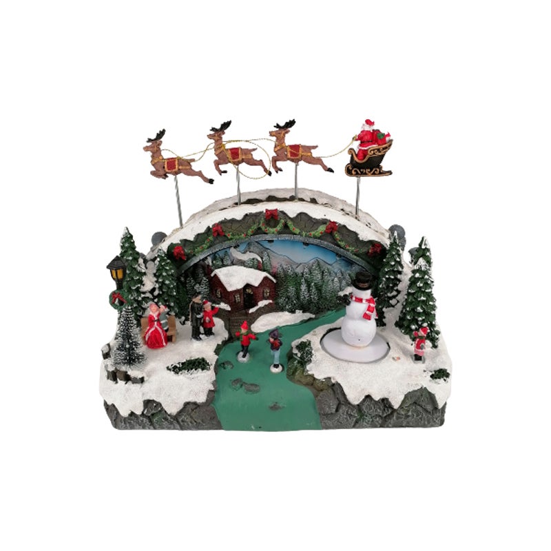 Village de Noël Animé & Musical avec Traineau Père Noël - SILUMEN - 3