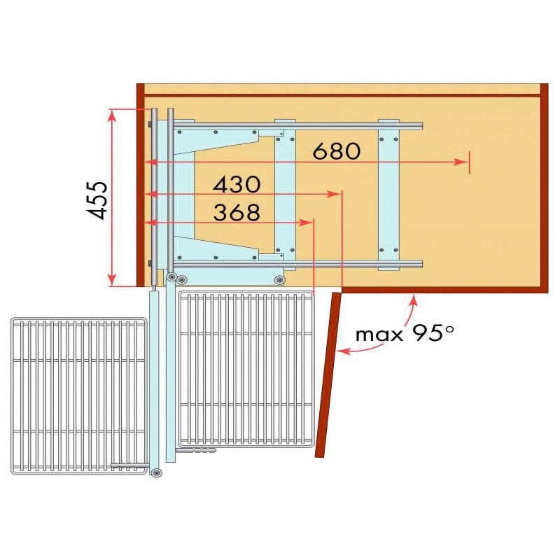 Ferrure d'angle avec corbeilles - Pour caisson hauteur mini : 520 mm - Pour caisson de largeur mini : 680 mm -ITAR - 4