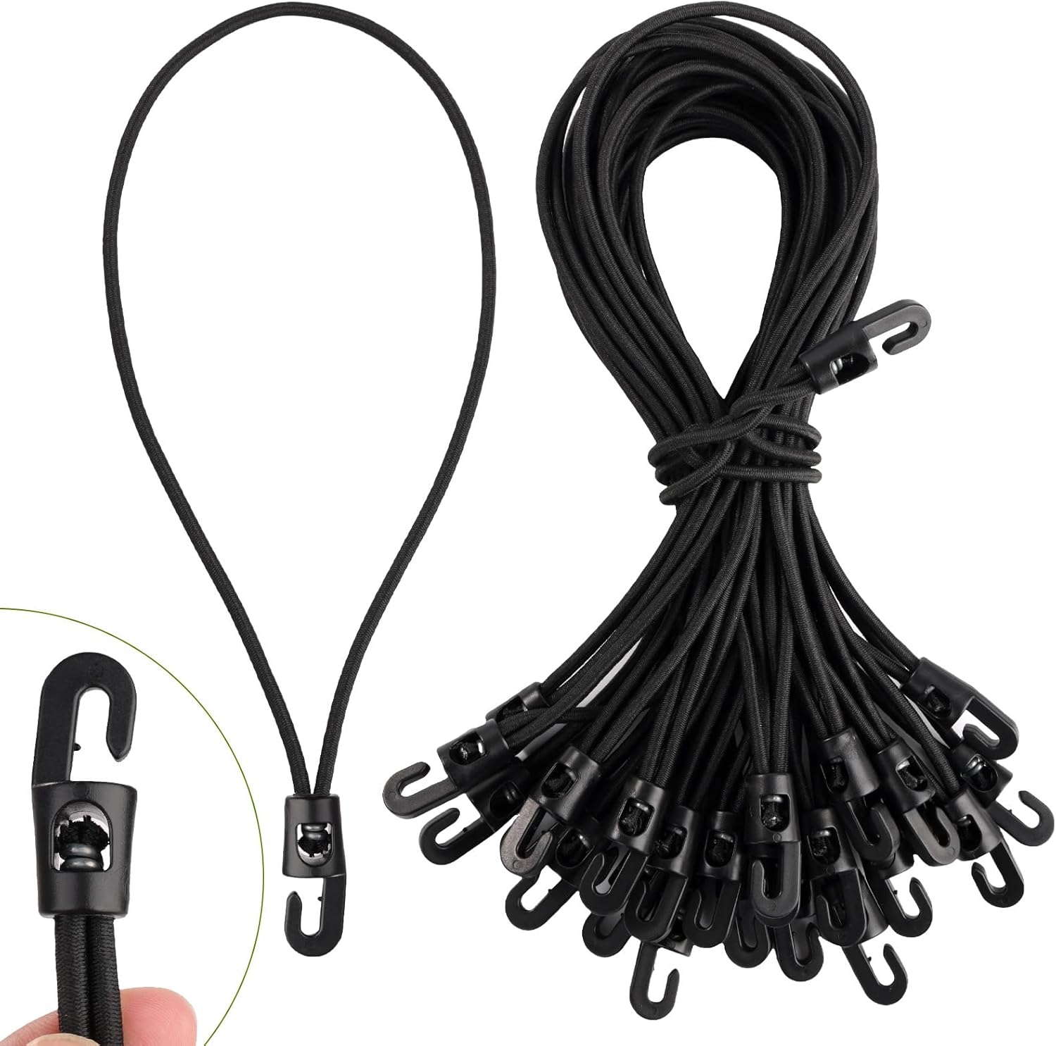 30 sztuk elastycznych linek bungee z haczykami, 20 cm elastyczna linka bungee, wielofunkcyjny napinacz plandeki, elastyczna lina, czarny elastyczny pa
