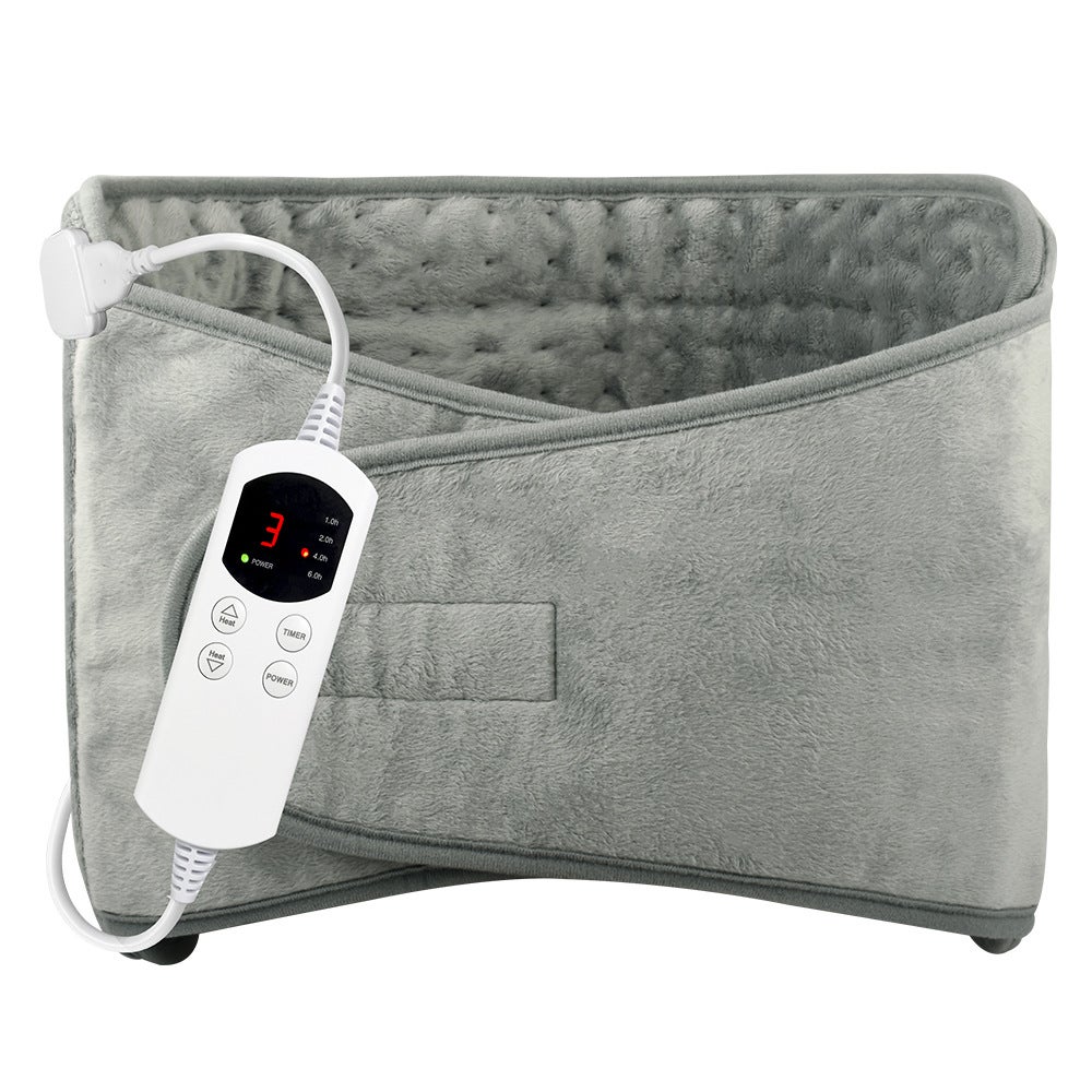 Elektryczna poduszka grzewcza 126x30cm Pas lędźwiowy 6 Temperatur Automatyczne wyłączanie Możliwość prania z rzepem Szary
