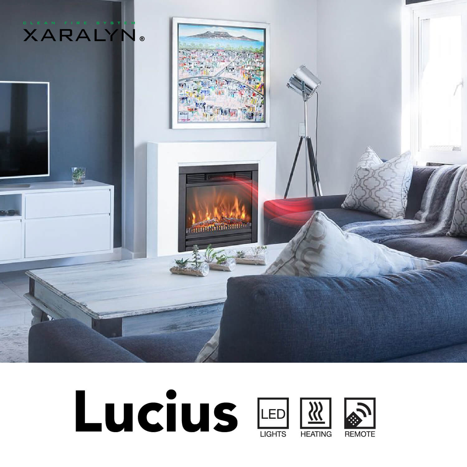 Xaralyn | Cheminée électrique encastrable Lucius - 1400 Watt chauffage - Télécommande - 4