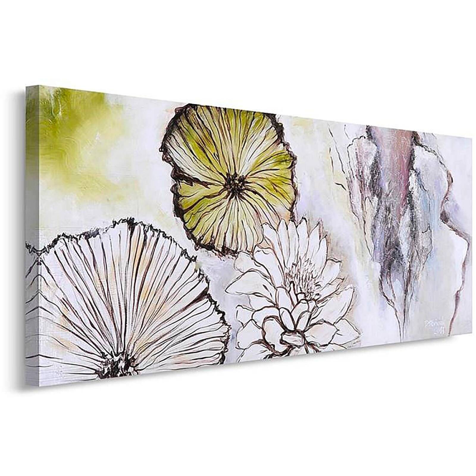 Tableau fleurs - abstraction - panorama - 120 x 40 cm - 2