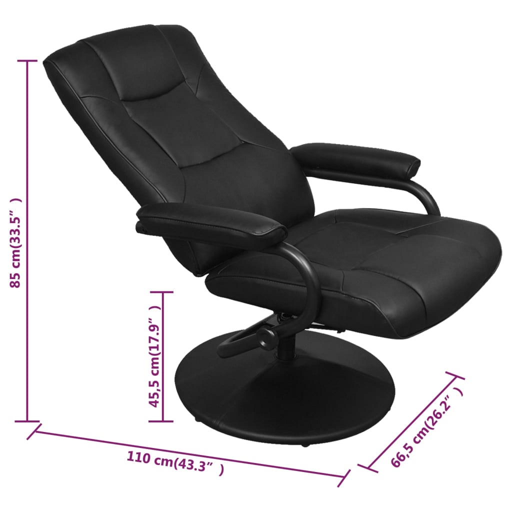 Maison Exclusive - Fauteuil TV avec repose-pied Noir Similicuir - 8