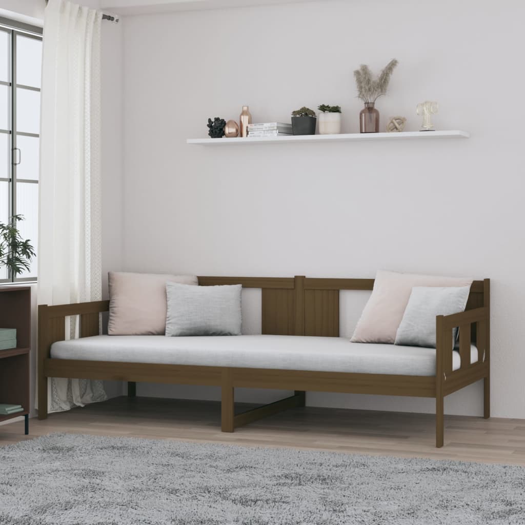 Łóżko Dzienne Drewniane Brązowe Rama Łóżka Ze Stelażem Sofa 90x200 cm