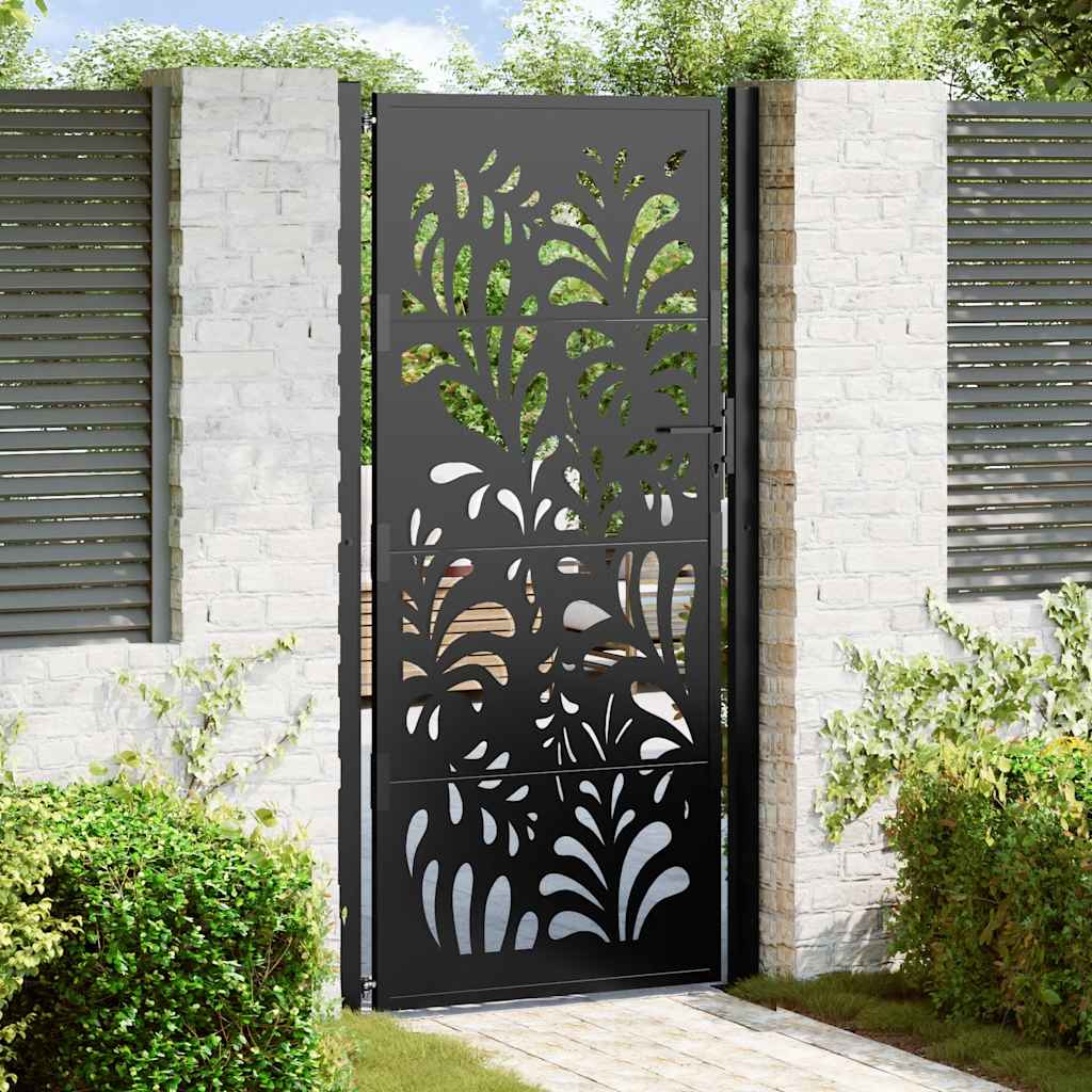 Vidaxl Puerta De Jardín 100X200 Cm Diseño Ondulado De Acero Negra , Leroy Merlin