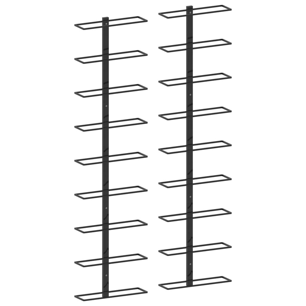 Casiers à bouteilles muraux pour 18 bouteilles 2 pcs Noir Fer | Leroy ...