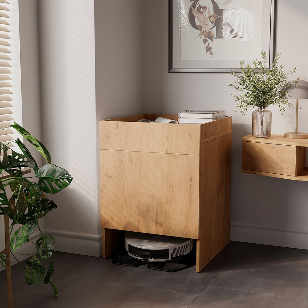 Vicco Armoire pour aspirateur robot Dustin, Chêne de force doré, 50x67.5cm avec 1 porte - 3