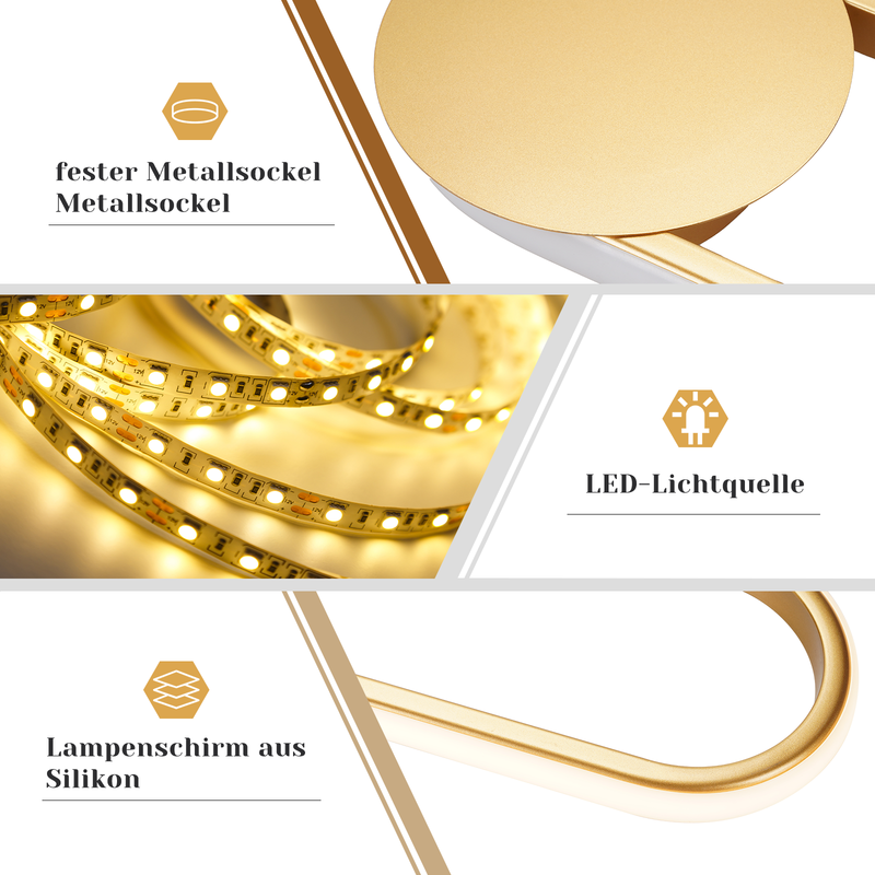 NETTLIFE Kinkiet wewnętrzny LED - 12 W, 41 cm, lampa schodowa, złota, lampa do przedpokoju, nowoczesny design, 3000 K, ciepła biel - 6