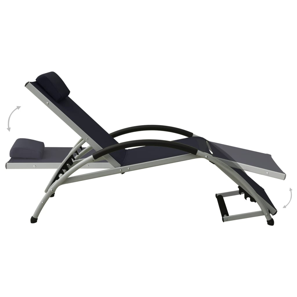 Chaise longue avec oreiller Textilène Noir - 5