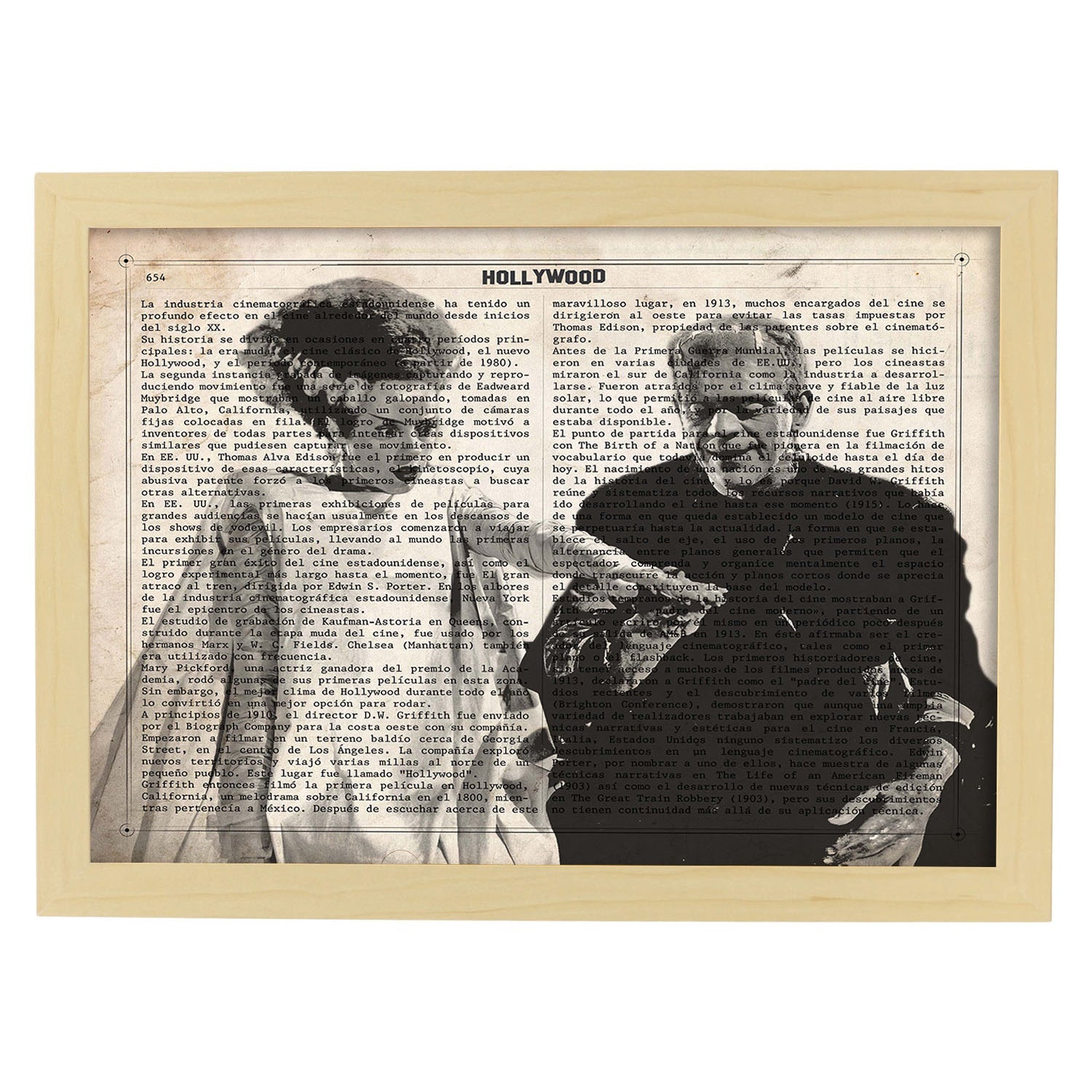 Lamina vintage pelicula la novia de frankenstein sobre definicion de hollywood marco negro - a3