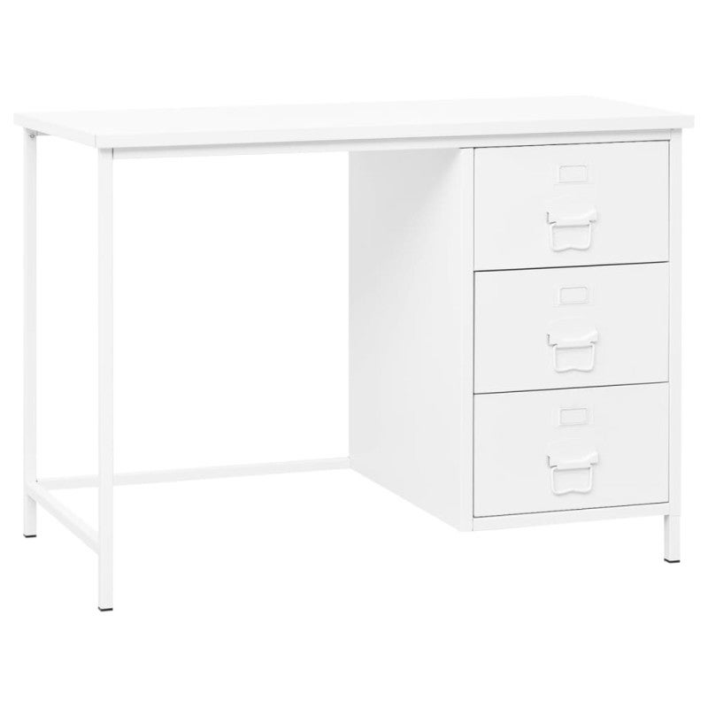 Biurko Vidaxl Industrialne z Szufladami Stal Biały 105x52x75 cm