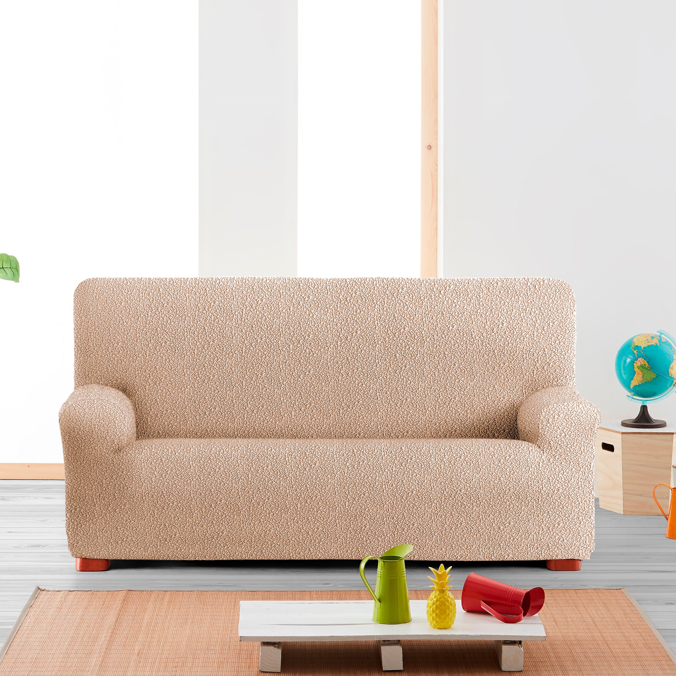 Housse de canapé 3 places extensible beige 180 - 260 cm - 3