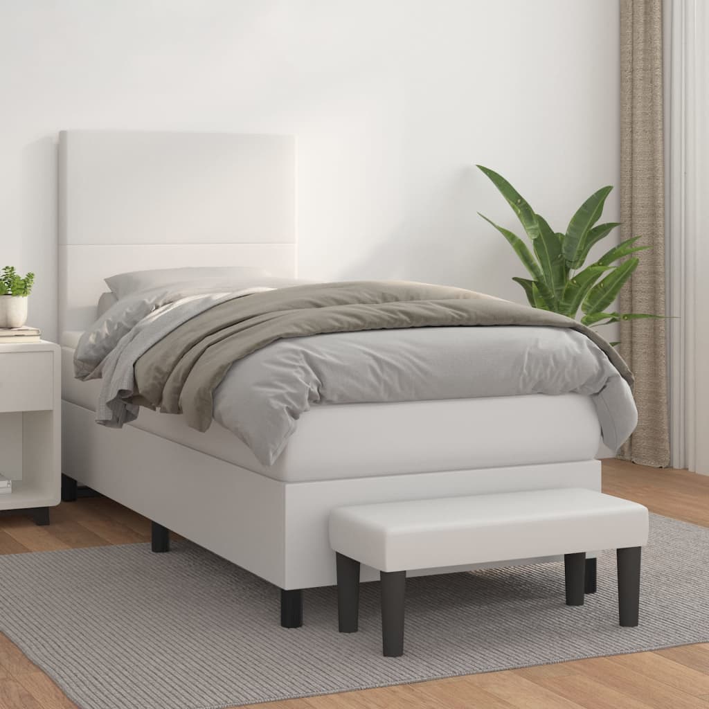 VidaXL Cama box spring con colchón cuero sintético blanco 80x200 cm