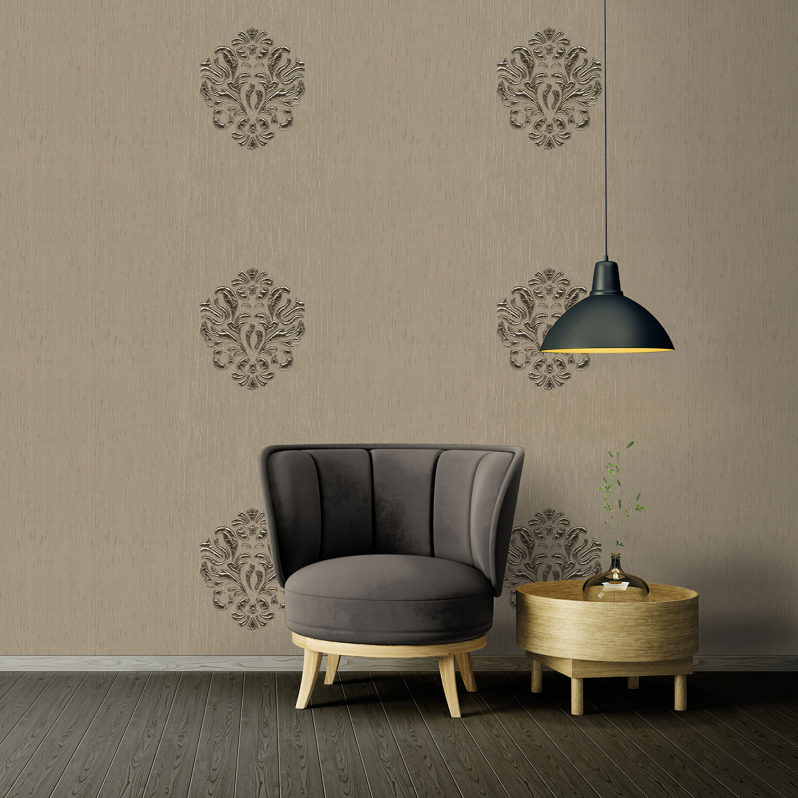 Papel pintado barroco con relieve realista papel pintado dorado y marrón topo con brillante papel pintado decorativo para sala de estar