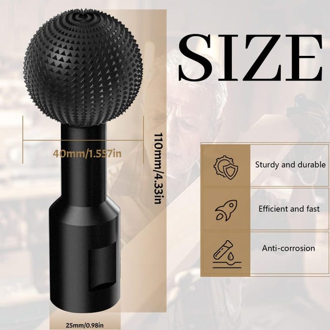 AFEPHE Fresa Per Legno ⌀40mm, Fresa A Sfera Per Intaglio Legno, Fresa Sferica Universale Per Trapano E Smerigliatrice, Adatta Per Smerigliatrici Angolari 115/125 Mm