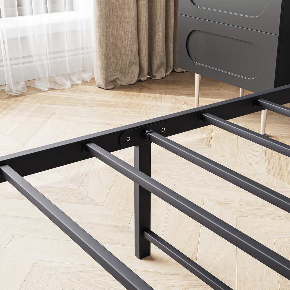 Rama łóżka 140×200 cm z inteligentnymi diodami LED, schowkiem i portami USB – solidna metalowa konstrukcja, cicha praca i łatwy montaż - 9