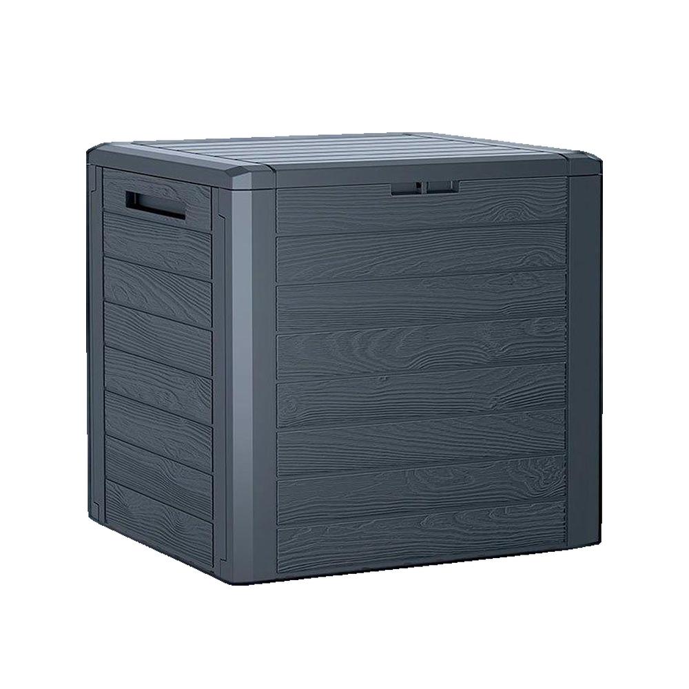 PROSPERPLAST Baúl de jardín WOODEBOX 140L., dimensiones (mm) 585x460x550, color Antracita - 2