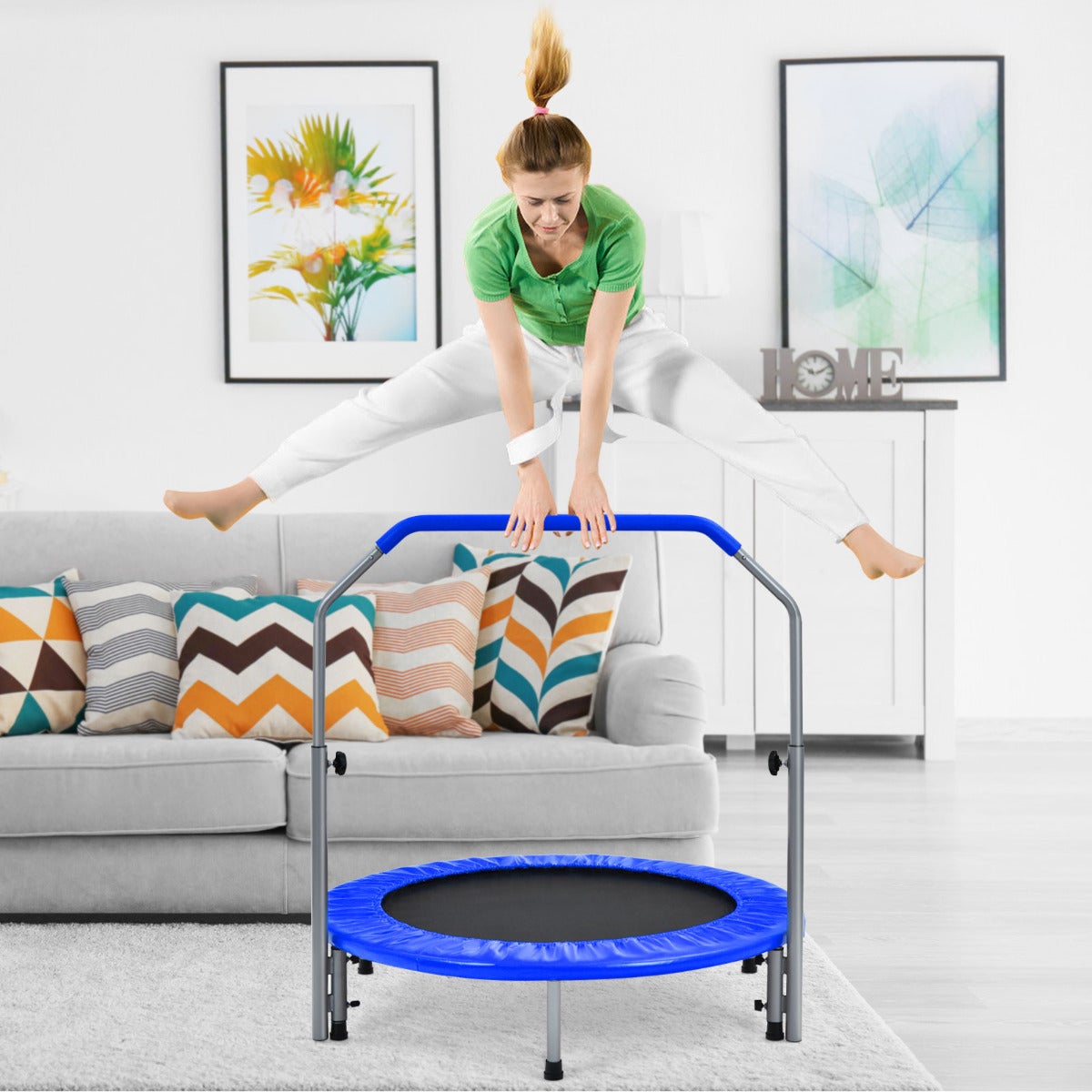 Générique Balançoire à Sauter pour | Antidérapant et réglable en Hauteur avec poignée - Trampoline portatif pour sauts - pour Éducation Physique, Cours de Gym, Maternelle et Primaire