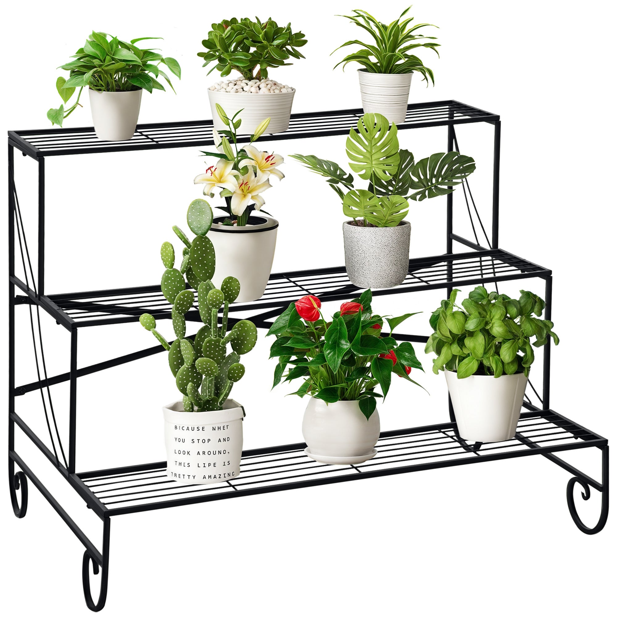 Nuptio Supporto per Piante Vaso Nero - 2 Vasi Fiori Alti 80cm per Centrotavola Feste Compleanno