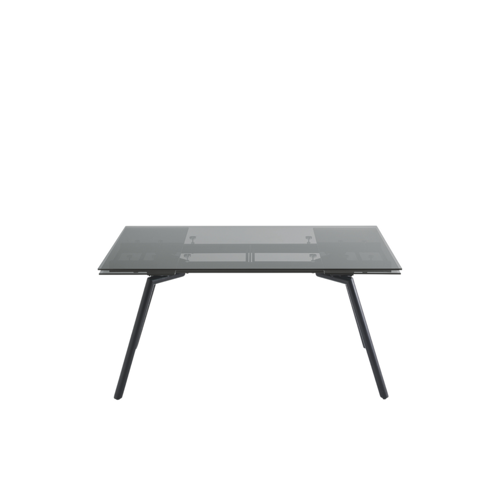 Table extensible avec deux rallonges et plateau en verre 160/240x90 76h ...