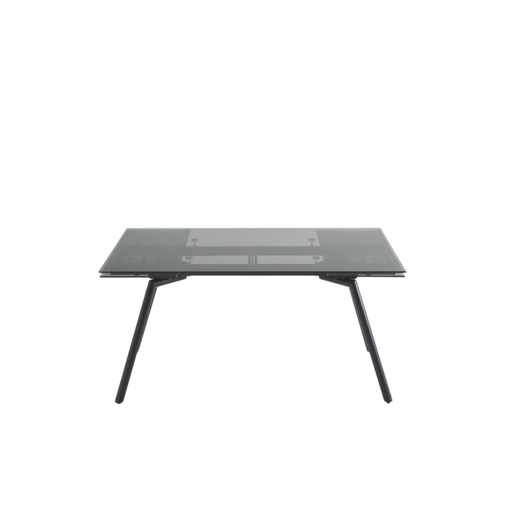 Table extensible avec deux rallonges et plateau en verre 160/240x90 76h ...