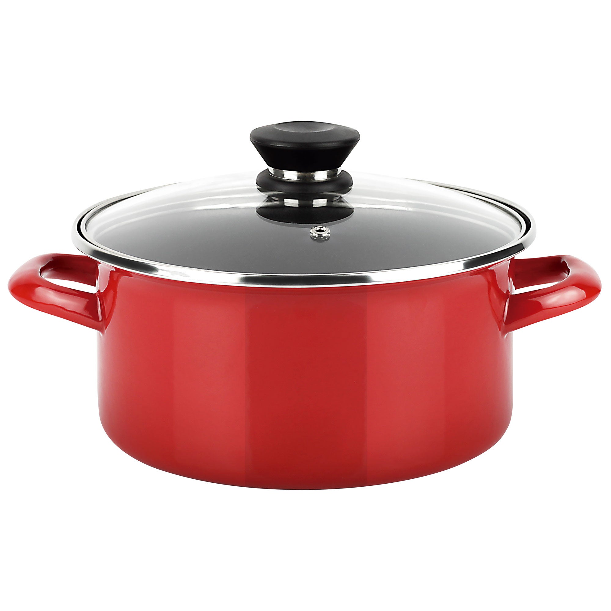 Cacerola 20cm Inducción Acero Esmaltado, Antiadherente Ecológico sin PFOA, Vitrocerámica, Gas, FAGOR, Rojo, , Optimax