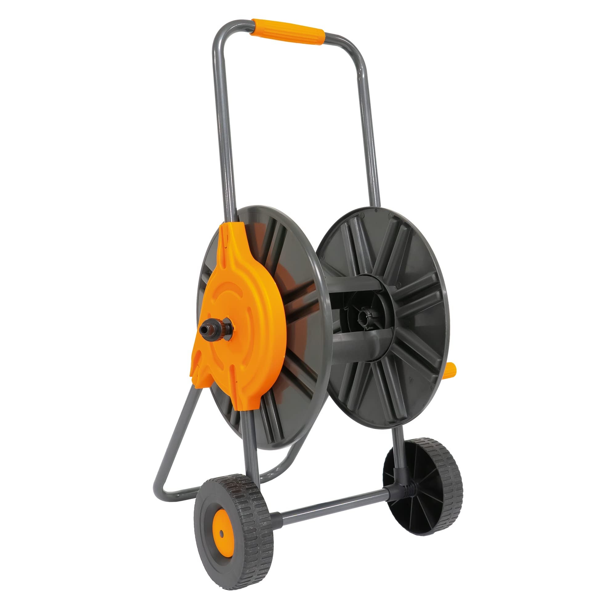 Dévidoir De Tuyau D'arrosage 60 M - Pour Tuyau 1/2", Avec Manivelle Manuelle Et 6 Accessoires, Polypropylène Orange Et Gris - 2