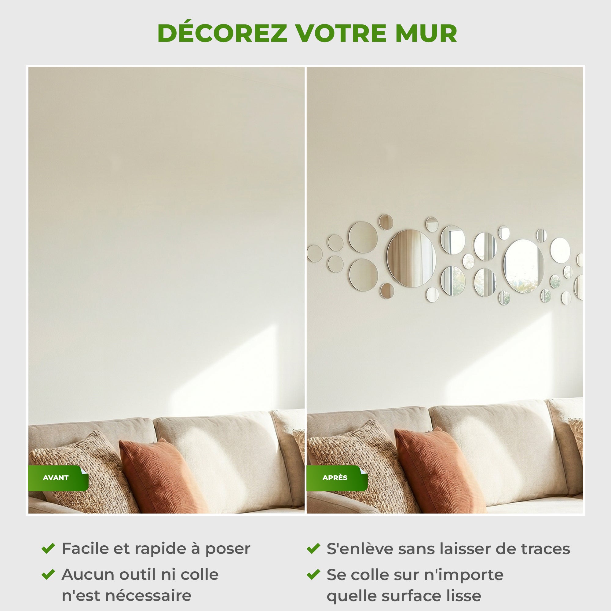26 stickers miroirs ronds - Autocollants stickers adhésifs effet miroir - 3