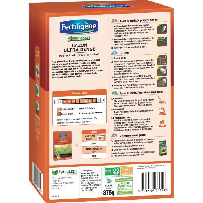 Gazon ultra dense FERTILIGÈNE - 35m² - 875g - 5