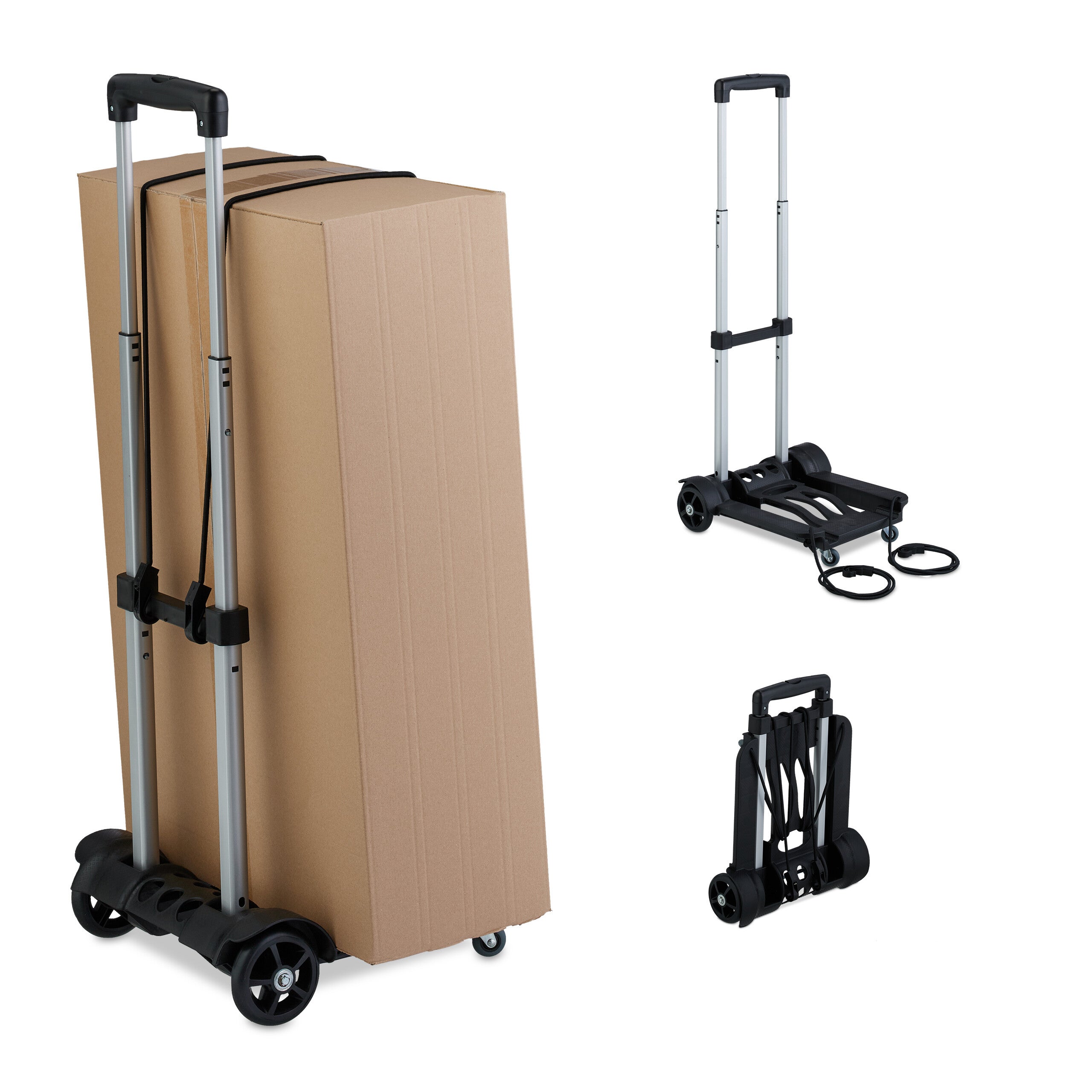 Carrello Della Spesa Pieghevole Relaxdays - Capacità 25 Kg, Manico Telescopico, Rete, Ruote, Colore Turchese - Foto 4