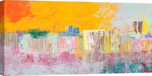 Quadro Astratto Geometrico Su Tela – Italo Corrado 'Primavera Pop' – Stampa Fine Art 70x35 Cm, Made In Italy