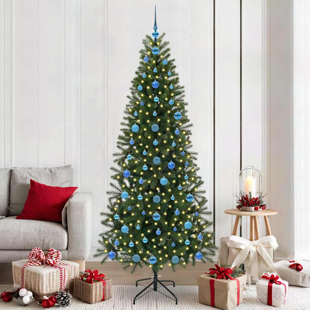 Sztuczna choinka z 300 diodami LED Zielony 210 cm PE i PVC