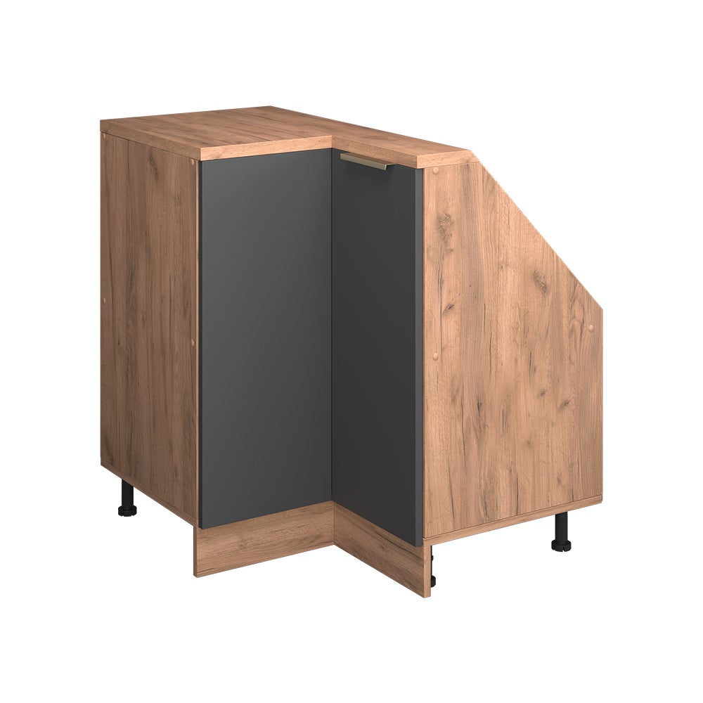 Vicco Narożna szafka kuchenna na dach skośny R-Line, Antracyt/złoty dąb power, 75.6 cm z 1 drzwiami