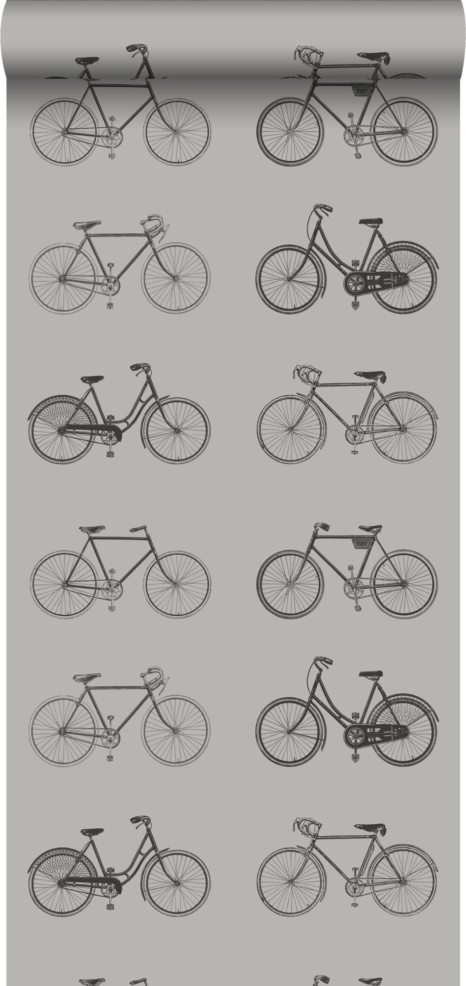 Papel pintado bicicletas gris claro cálido - 53 cm x 10,05 m - estahome