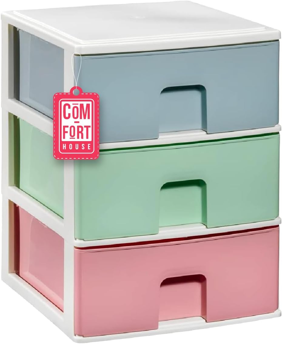 COM-FORT HOUSE Carrello Portaoggetti Multiuso A 3 Ripiani Con Ruote, Mobile Per Cucina, Bagno, Ufficio – Facile Da Montare, Colore Blu