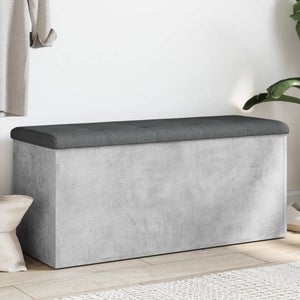 Cassapanca Portaoggetti Homgoday In Legno Compensato – Grigio Cemento, 84x42x46 Cm – Per Soggiorno, Camera, Come Tavolino