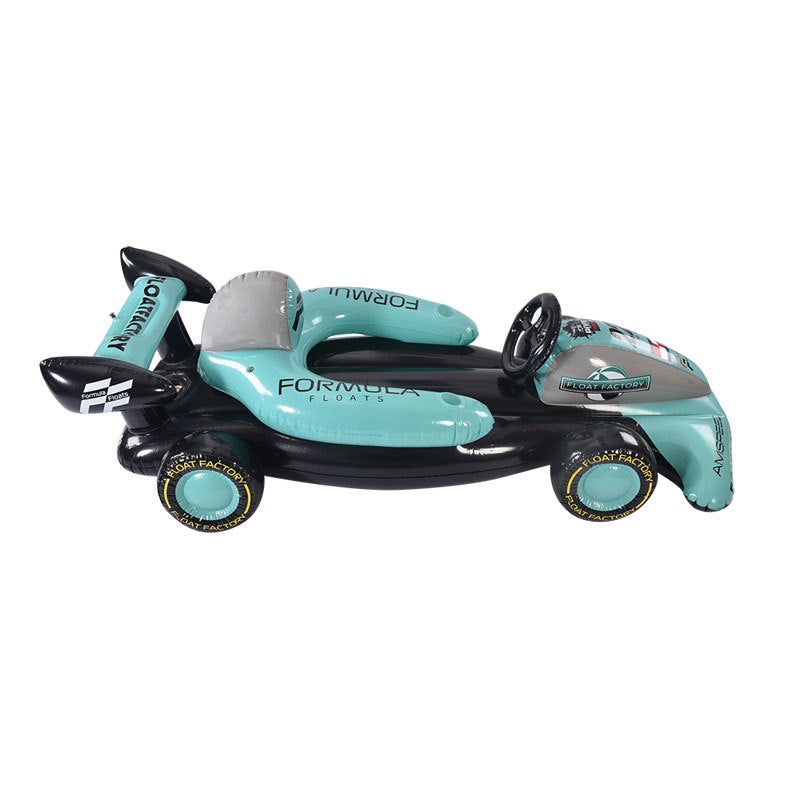 Bouée gonflable Formule 1 turquoise (L 220 x l 104 x H 70 cm) – Voiture de course avec volant pour piscine et plage (adultes et enfants) - 2