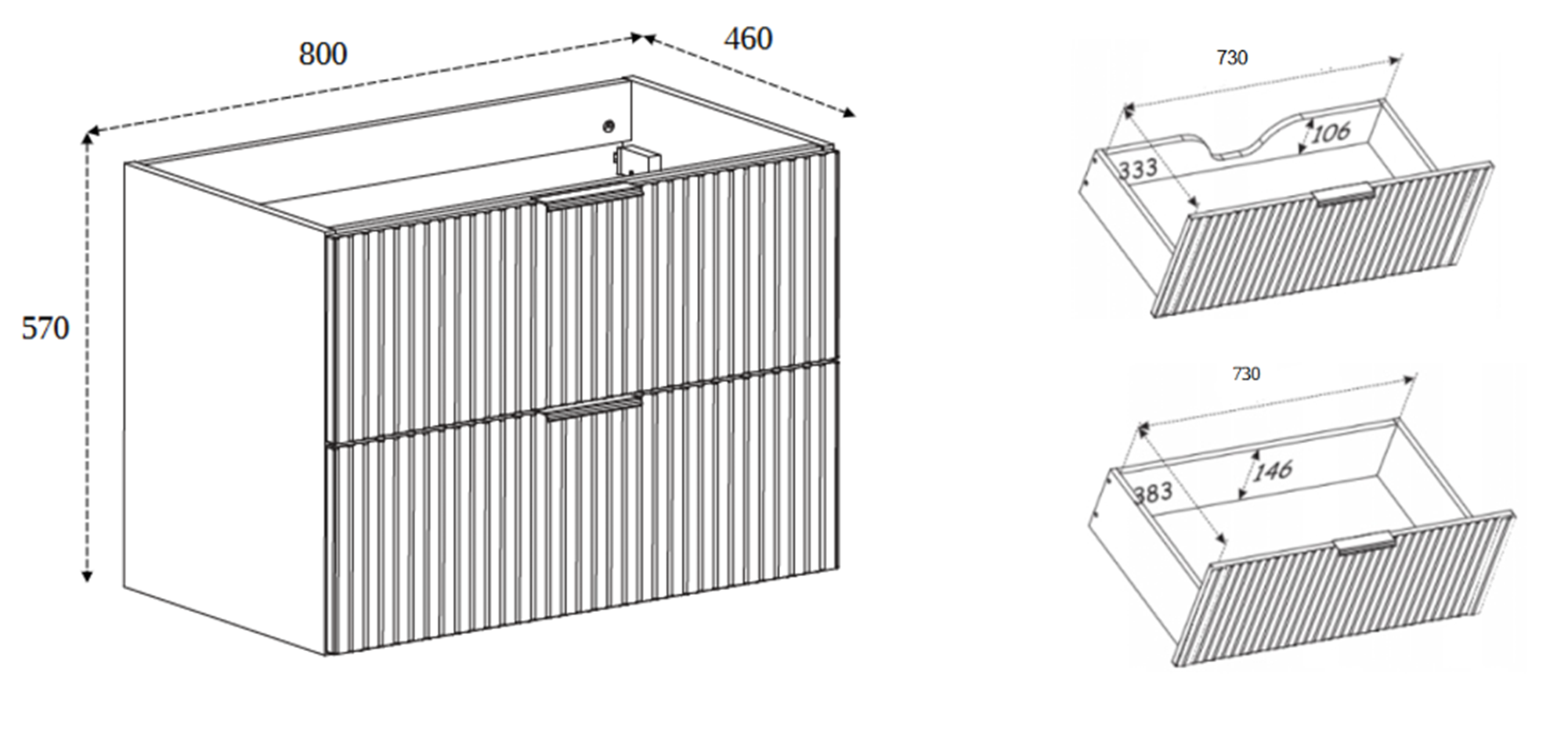 Meuble sous vasque avec plan sur pieds FLOW chêne craft 80 cm - 3