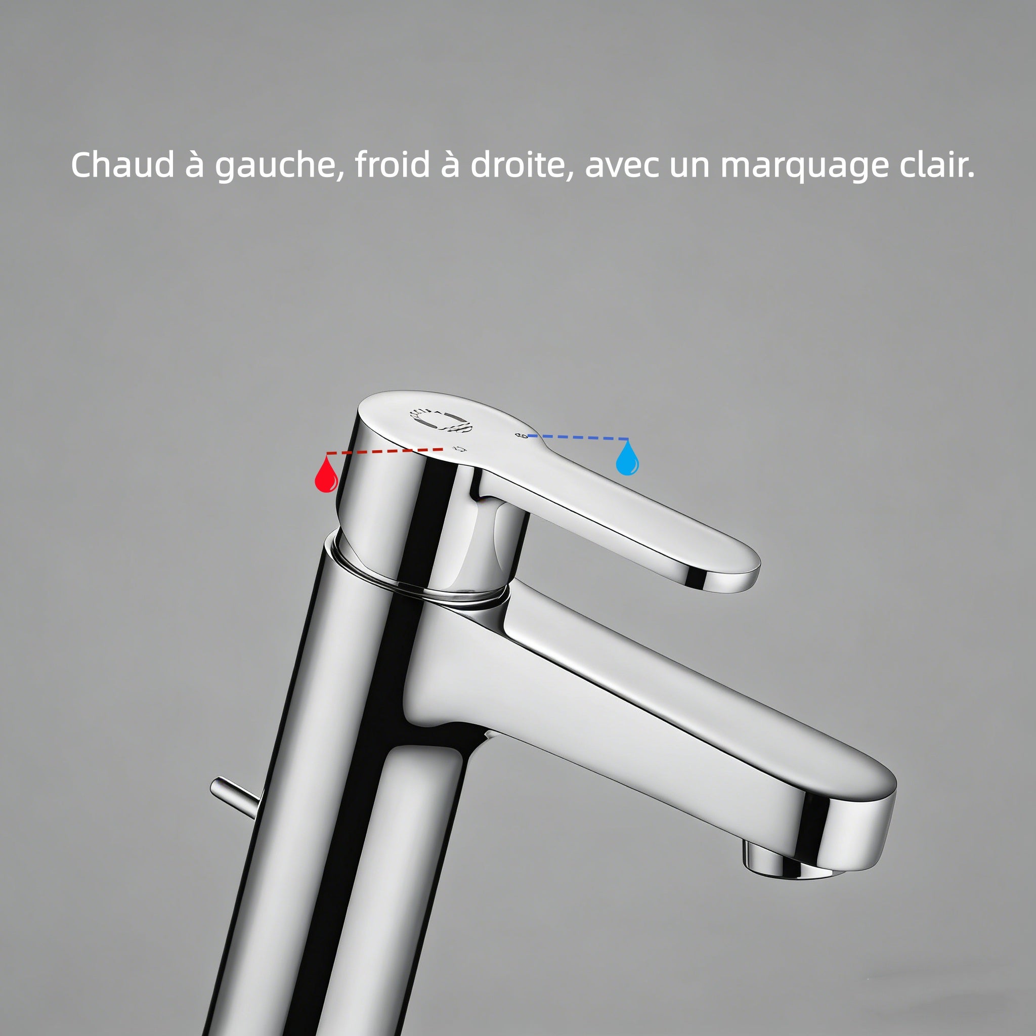 Mitigeur de Lavabo en laiton Robinet Salle Bain Laiton chrome Mitigeur Lavabo Eau Froide/Chaude Robinetterie pour Salle Bain - 2