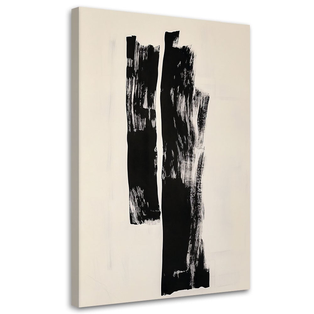 Obraz nowoczesny, Pionowe Kształty Abstrakcja Czerń 80x120