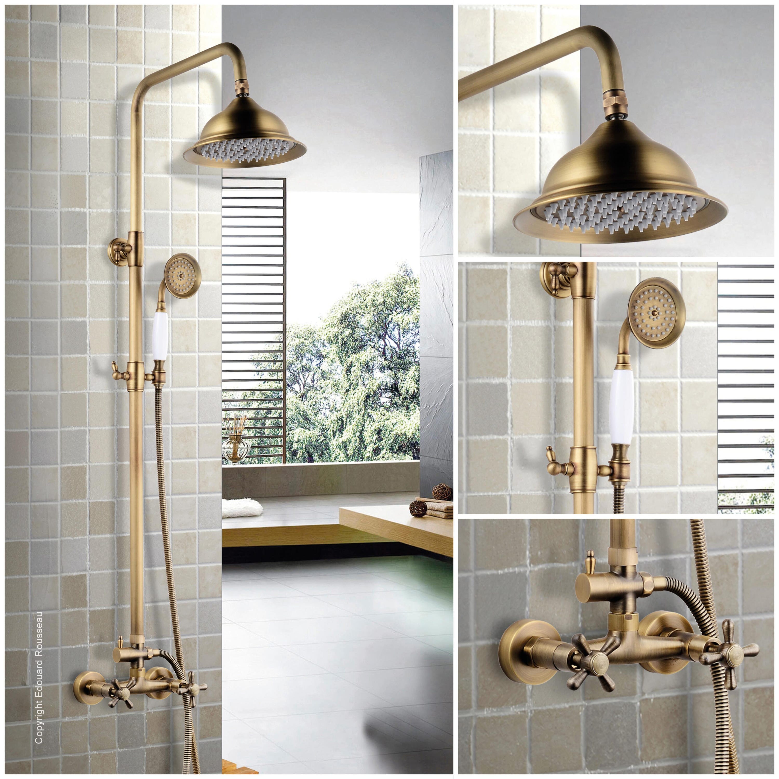 Colonne de douche avec robinetterie, EDOUARD ROUSSEAU Retro vieux bronze - 7