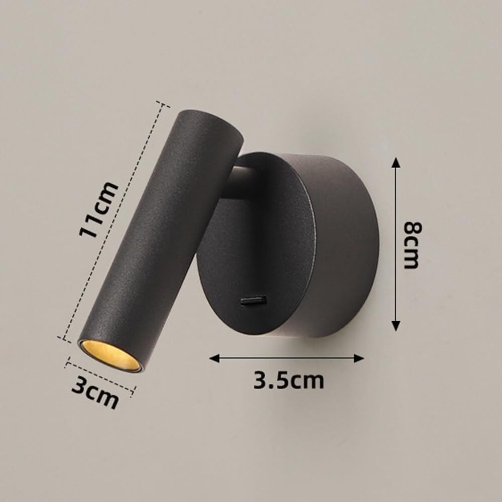 Applique murale LED 5 W orientable (Noire) — Lampe de lecture avec interrupteur, raccordement direct — Luminaire pour chambre, bureau, chevet ou hôtel - 2