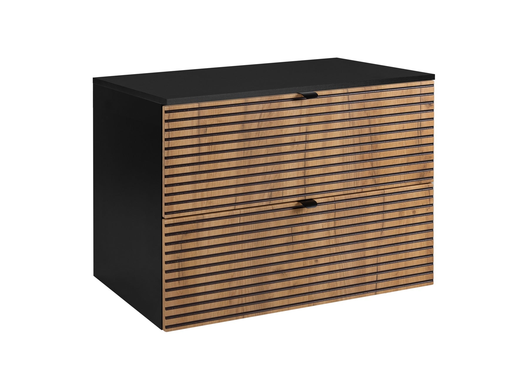 Szafka łazienkowa AURA 80 cm czarna blat czarny frezowany front