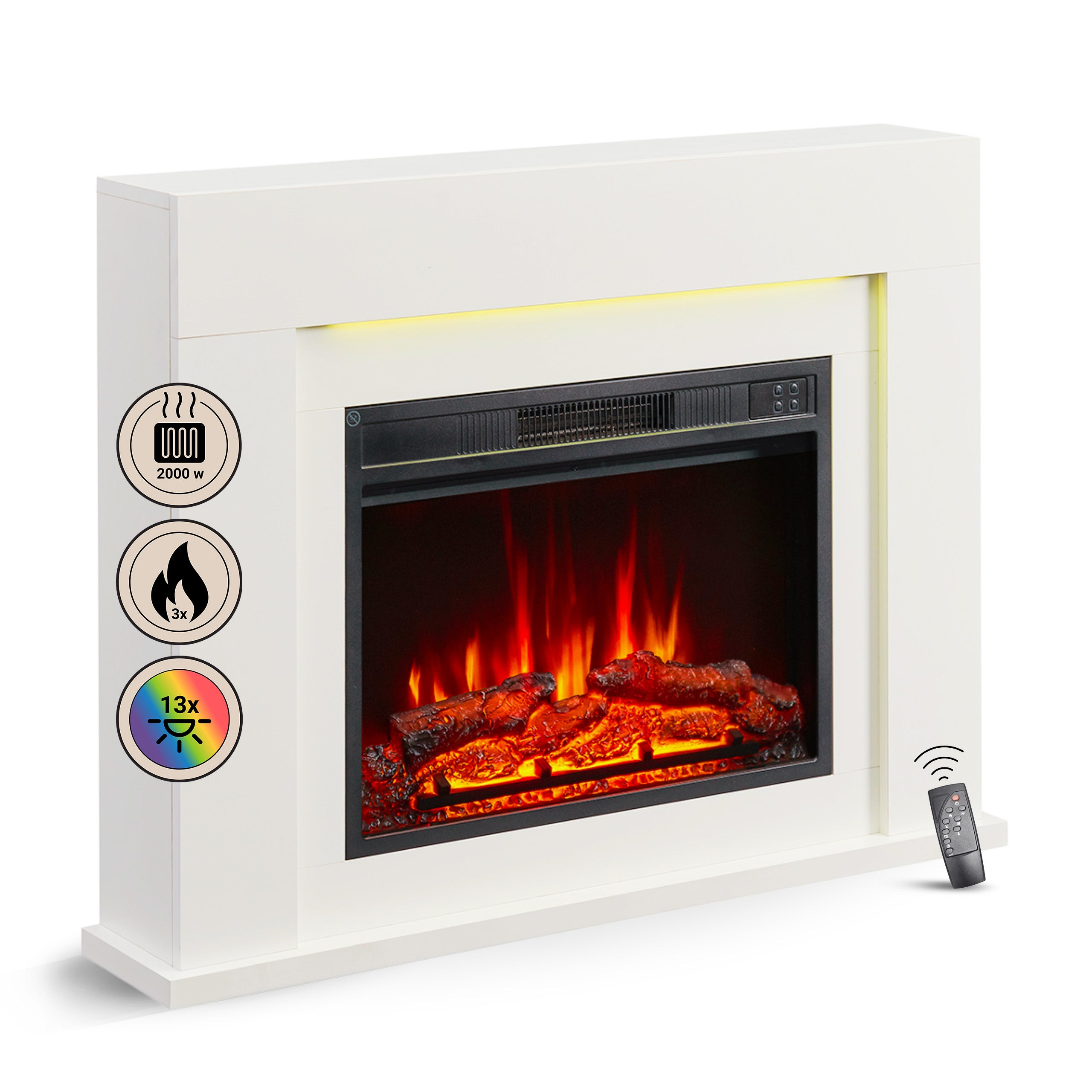 Cheminée électrique BALDERIA Finn Design - Cheminée sur pied - Blanc ...