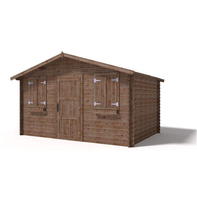 Abri de jardin en bois - 12m2 - 4x3m - Traité - Ep. 28mm - Couleur: marron - DOM418 - ALTANKA - 6