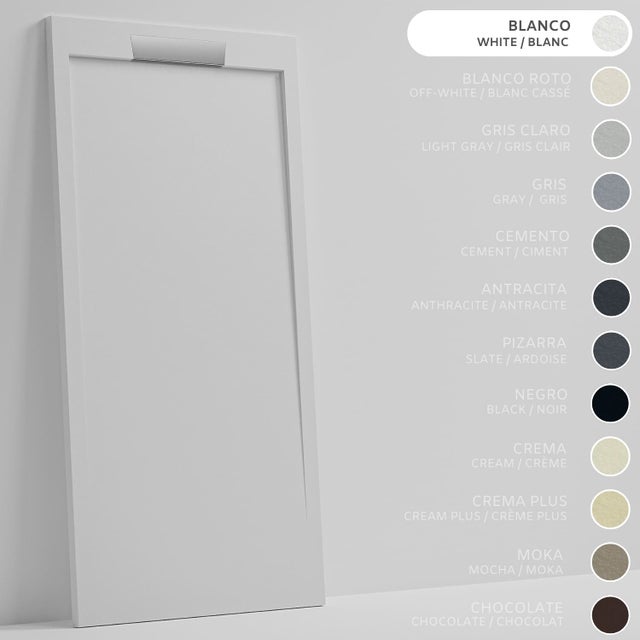 SOULHOME Plato de Ducha - Resina - Gel Coat - Textura Liso/Piedra - BLANCO - Antideslizante - 180X70- Extraplano 3cm- Diseño elegante