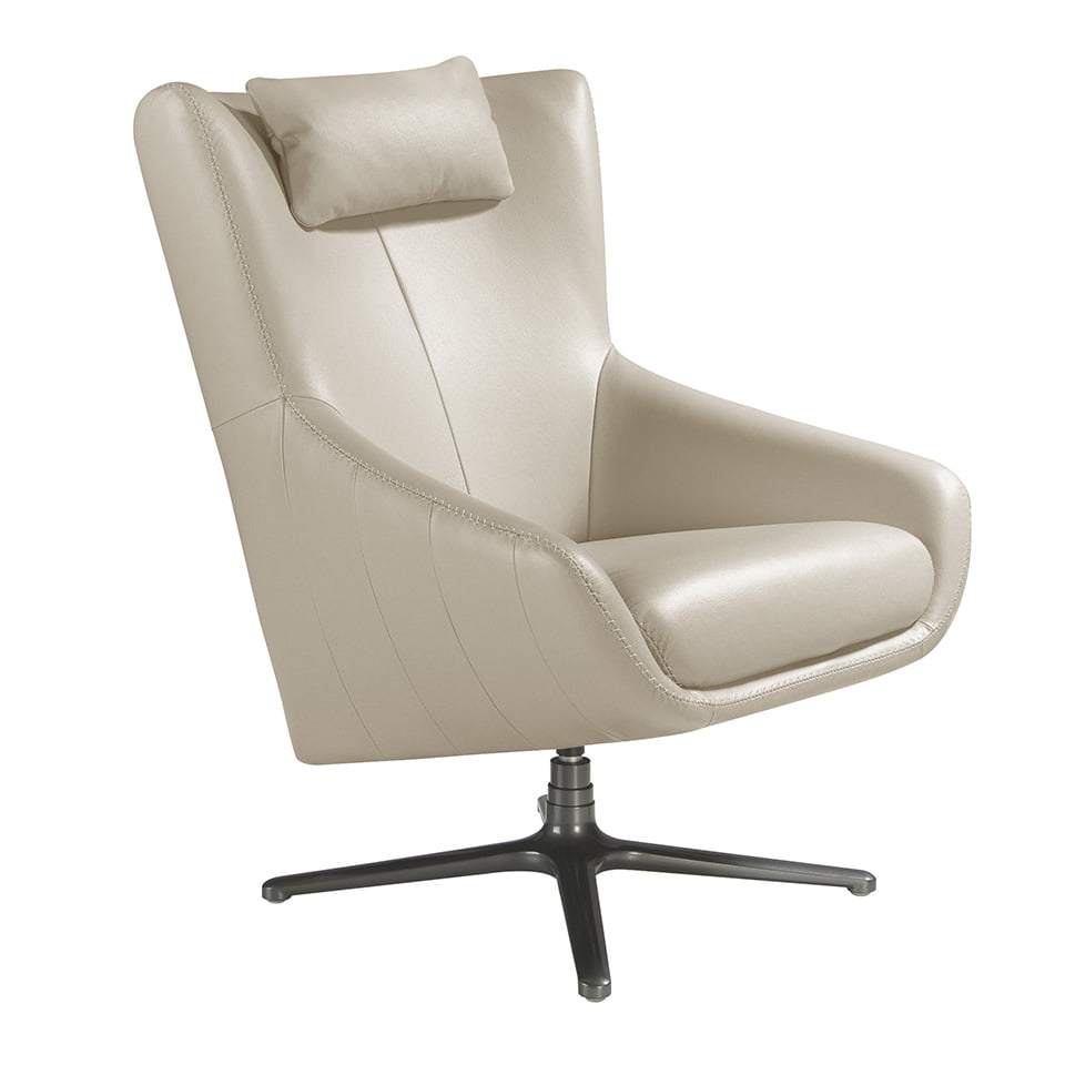 Sillón giratorio de piel con cojín extraíble 76 x 90 x 100 cm.