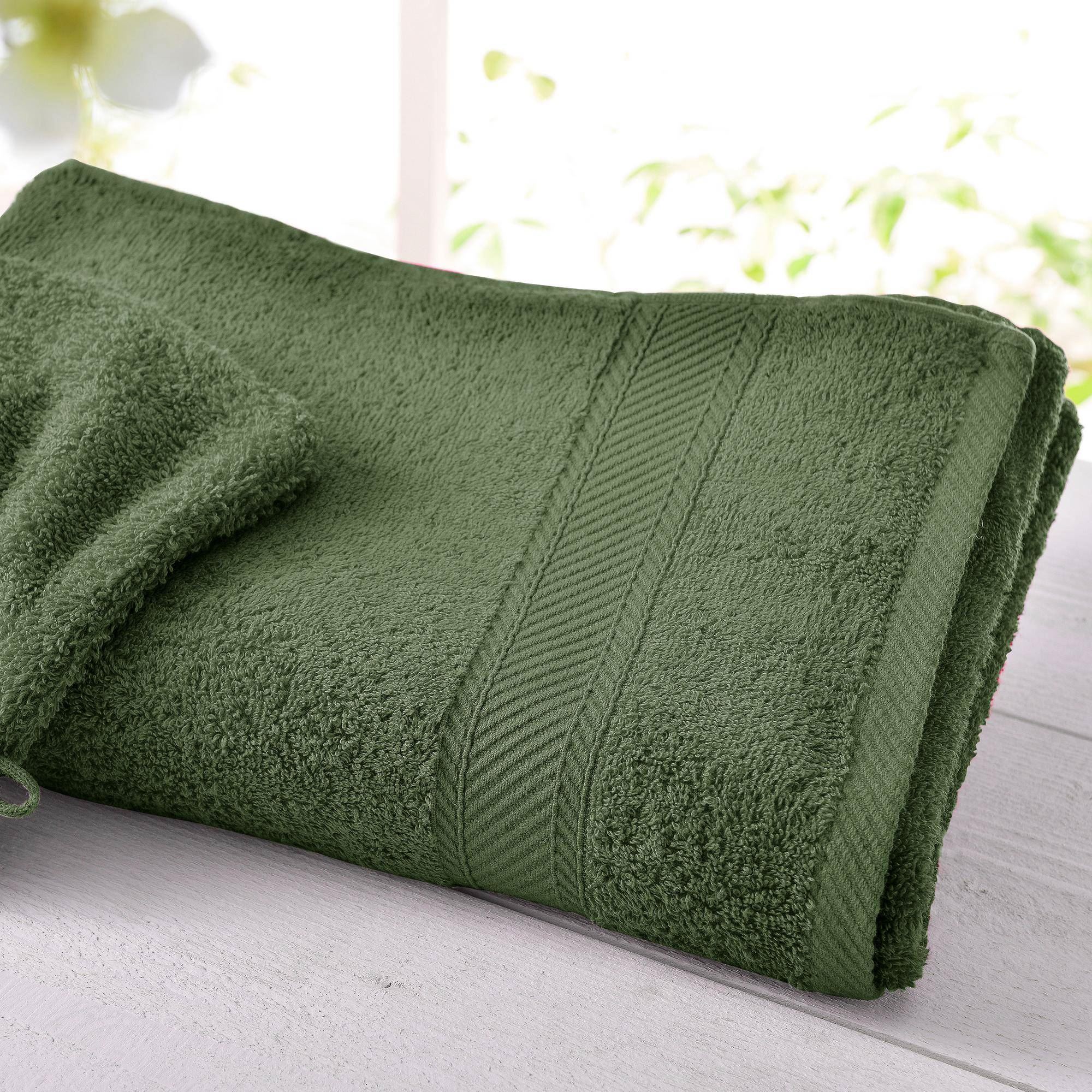 Drap de bain CLAIRE 100x150 vert olive en coton - 2